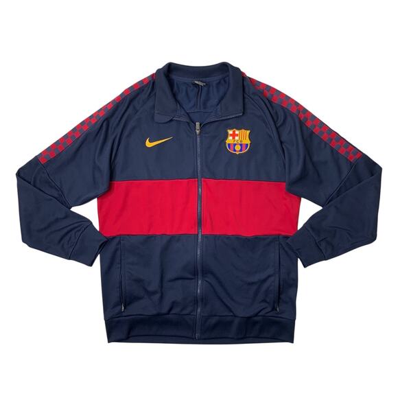 Barcelona FC Track Jacket Mens Large Navy Nike Anthem 2019 2020 Football Soccer - Picture 1 of 12